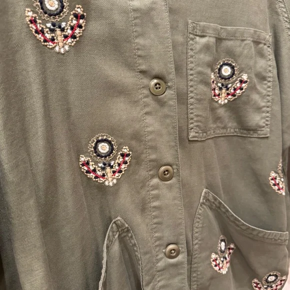 The Great. Army Green Embroidered Jacket - Picture 2 of 5